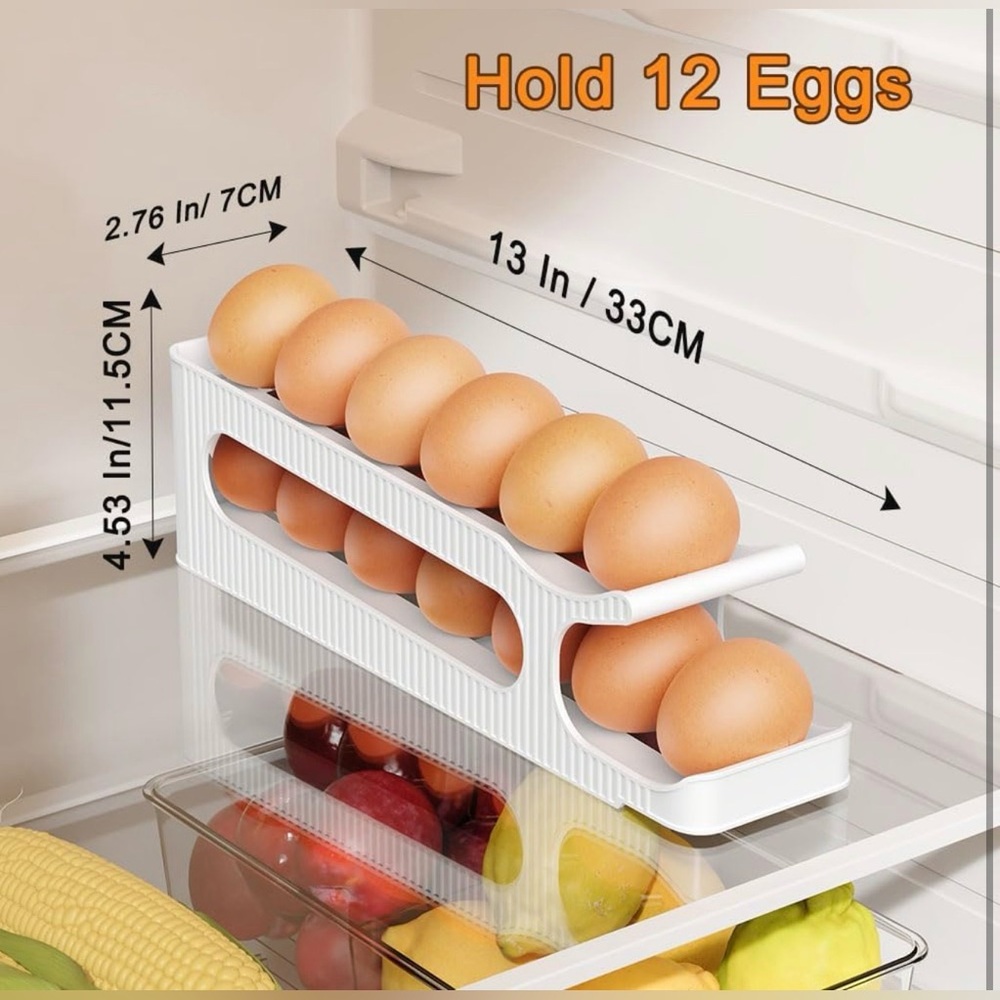 Egg Holder for Fridge, Auto Rolling Egg Storage Organizer 
FREE SHIP
New in Box